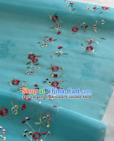 Traditional Chinese Embroidered Flowers Green Silk Fabric Classical Pattern Design Brocade Fabric Asian Satin Material