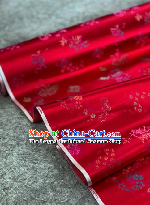 Traditional Chinese Satin Classical Pattern Design Wine Red Brocade Fabric Asian Silk Fabric Material