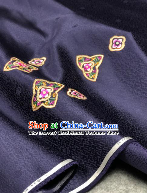 Traditional Chinese Satin Classical Embroidered Pattern Design Purple Brocade Fabric Asian Silk Fabric Material