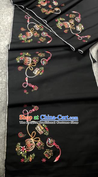 Traditional Chinese Satin Classical Embroidered Pattern Design Black Brocade Fabric Asian Silk Fabric Material