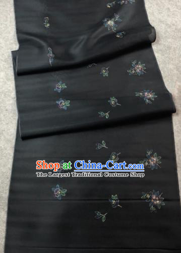 Traditional Chinese Satin Classical Embroidered Pattern Design Black Brocade Fabric Asian Silk Fabric Material