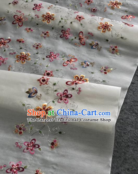 Traditional Chinese Silk Fabric Classical Embroidered Flowers Pattern Design Brocade Fabric Asian Satin Material