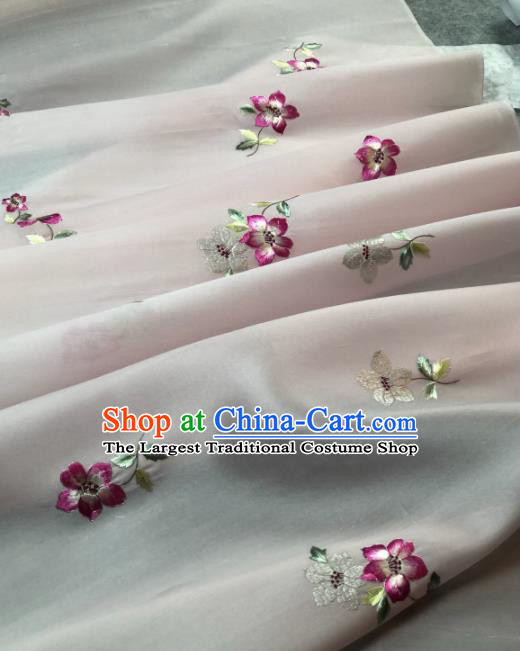 Traditional Chinese Silk Fabric Classical Embroidered Flowers Pattern Design Brocade Fabric Asian Satin Material