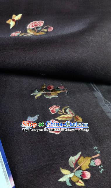 Traditional Chinese Black Silk Fabric Classical Embroidered Pattern Design Brocade Fabric Asian Satin Material