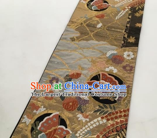 Japanese Traditional Classical Chrysanthemum Butterfly Pattern Kimono Brocade Accessories Asian Japan Yukata Belt for Women