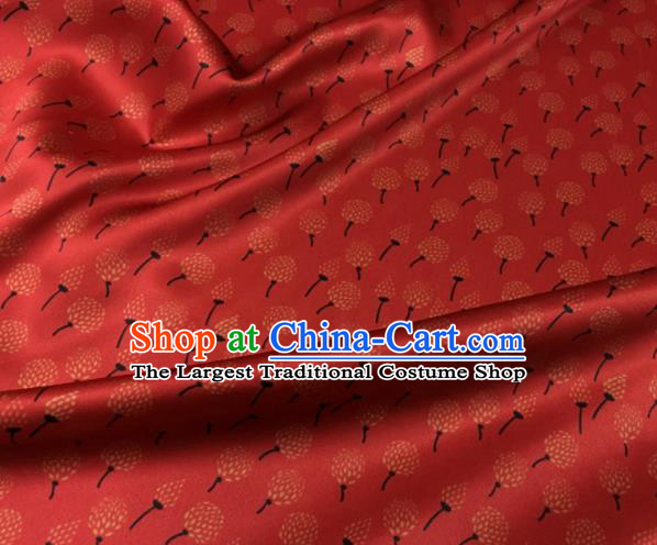 Asian Chinese Classical Dandelion Pattern Red Brocade Satin Drapery Traditional Cheongsam Brocade Silk Fabric