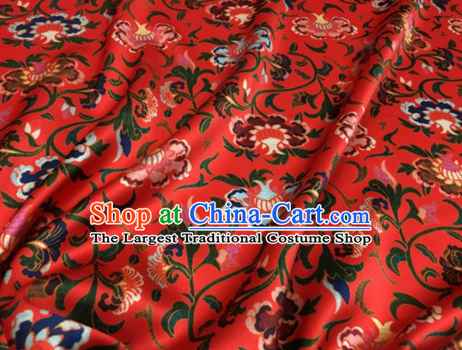 Asian Chinese Classical Totem Pattern Red Brocade Satin Drapery Traditional Cheongsam Brocade Silk Fabric