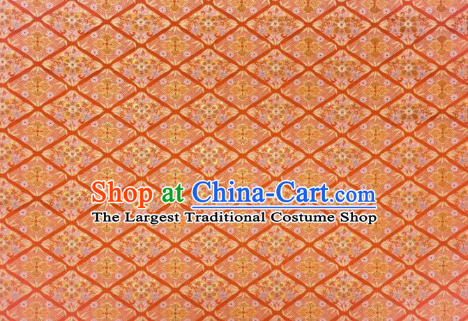 Japanese Traditional Kimono Classical Sakura Pattern Red Brocade Damask Asian Japan Satin Drapery Silk Fabric