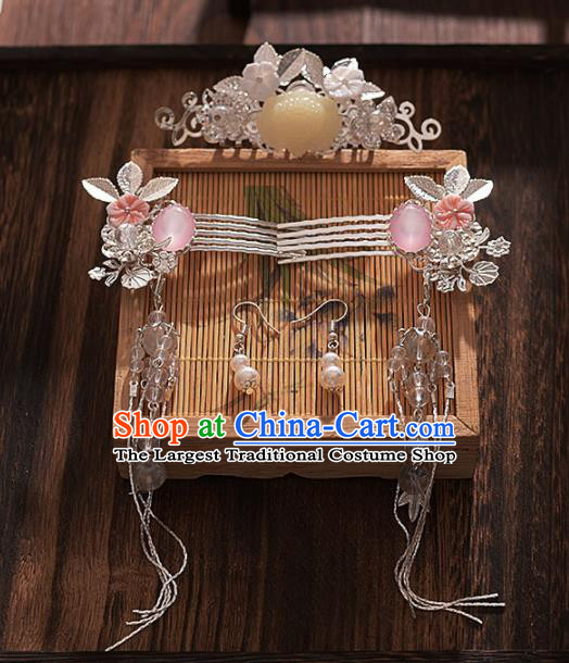 Chinese Ancient Bride Tassel Hair Comb Hairpins Traditional Hanfu Wedding Hair Accessories for Women