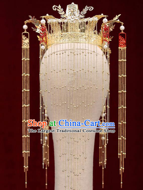 Top Chinese Traditional Bride Phoenix Coronet Handmade Hairpins Wedding Hair Accessories Complete Set