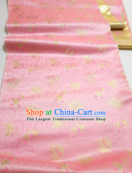 Asian Chinese Traditional Chrysanthemum Pattern Design Pink Brocade Silk Fabric China Hanfu Satin Material