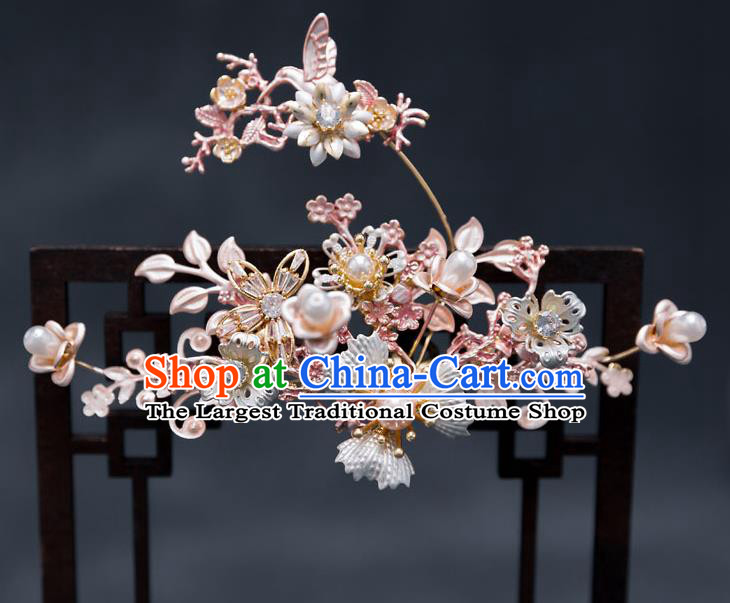 Chinese Traditional Bride Shell Hair Comb Handmade Hairpins Wedding Hair Accessories Complete Set for Women