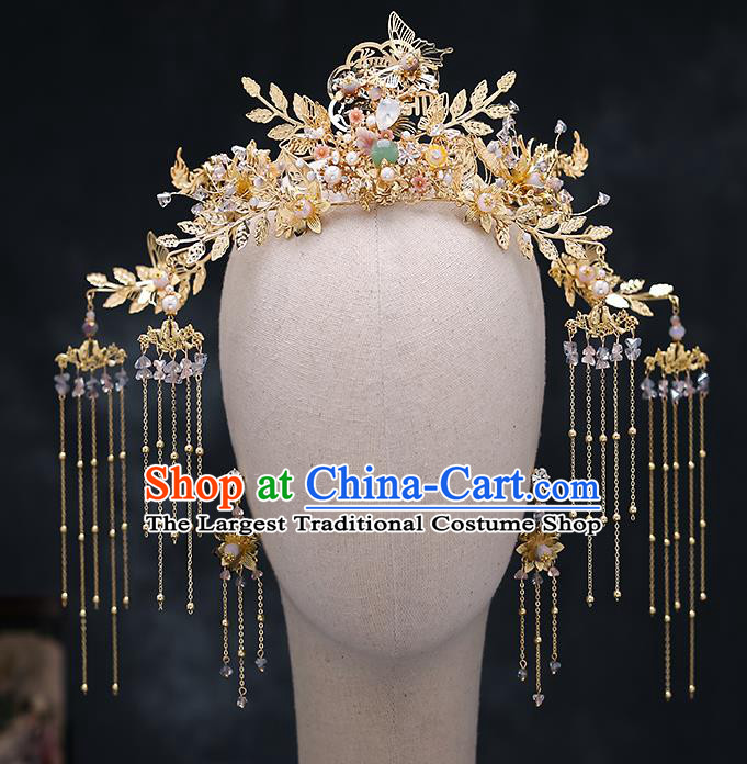 Top Chinese Traditional Wedding Bride Handmade Hairpins Hair Accessories Complete Set