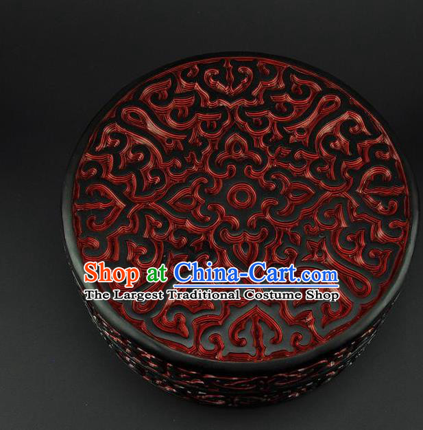 Traditional Chinese Handmade Lacquerware Carving Circular Box Craft