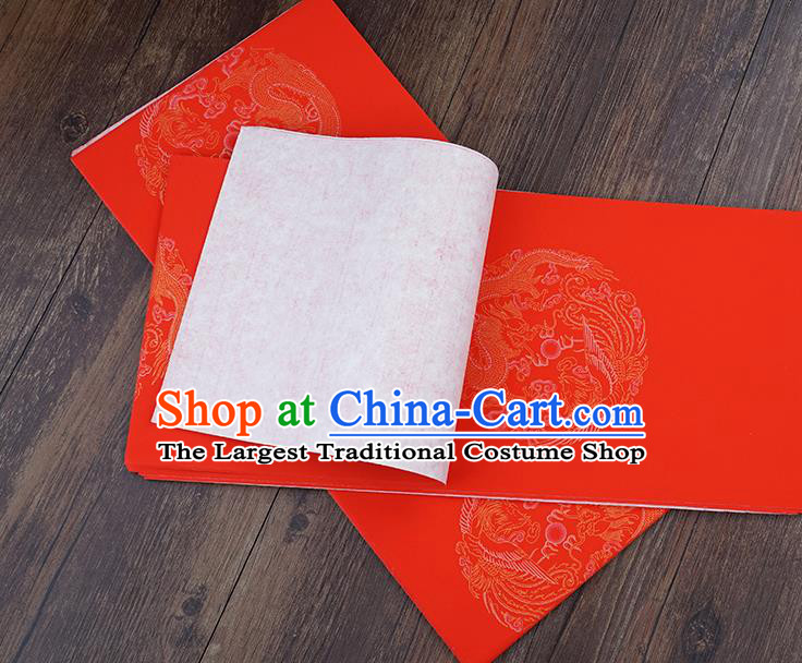 Traditional Chinese Spring Festival Couplet Paper Handmade Dragon Phoenix Pattern Red Scroll Paper Craft