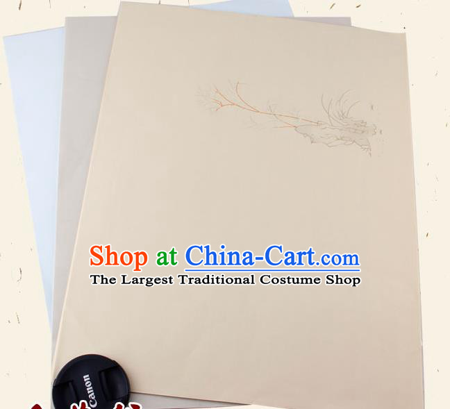 Traditional Chinese Classical Bamboo Stone Pattern Beige Paper Handmade Calligraphy Xuan Paper Craft