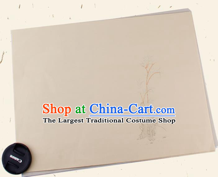 Traditional Chinese Classical Bamboo Stone Pattern Beige Paper Handmade Calligraphy Xuan Paper Craft