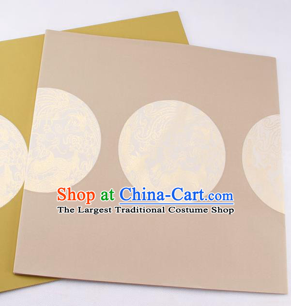 Traditional Chinese Classical Dragon Phoenix Pattern Grey Scroll Paper Handmade Calligraphy Seven Characters Couplet Xuan Paper Craft