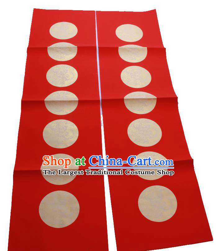 Traditional Chinese Classical Dragon Phoenix Pattern Red Scroll Paper Handmade Calligraphy Seven Characters Couplet Xuan Paper Craft