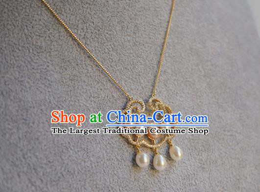 Chinese Handmade Hanfu Necklace Classical Jewelry Accessories Ancient Princess Pearls Necklet for Women