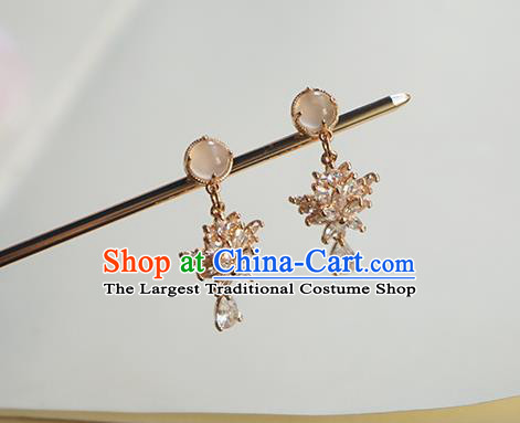 Handmade Chinese Crystal Ear Accessories Ancient Women Hanfu Classical Earrings