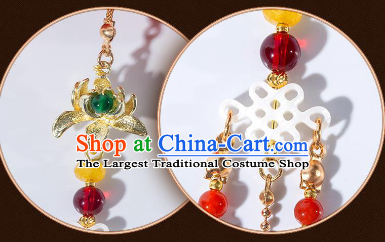 Chinese Classical Maple Leaf Waist Accessories Ancient Princess Hanfu Red Silk Sachet Tassel Pendant