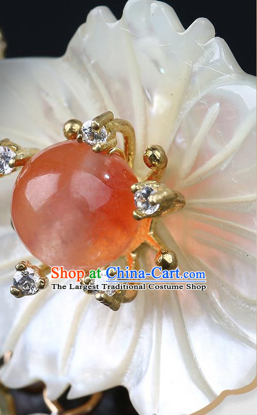 Chinese Handmade Shell Flower Bracelet Classical Jewelry Accessories Ancient Hanfu Golden Bangle for Women