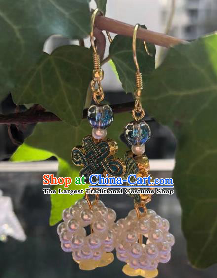 Handmade Chinese Classical Pearls Eardrop Ear Accessories Ancient Ming Dynasty Princess Hanfu Cloisonne Earrings