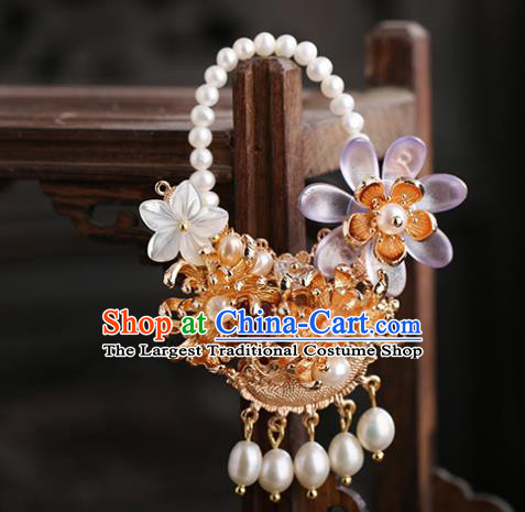Chinese Handmade Classical Chrysanthemum Accessories Ancient Hanfu Ming Dynasty Princess Pearls Brooch
