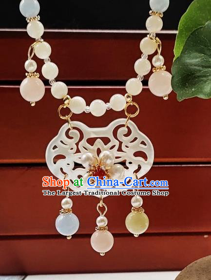 Chinese Handmade Ming Dynasty Necklet Classical Jewelry Accessories Ancient Princess Hanfu Shell Necklace for Women