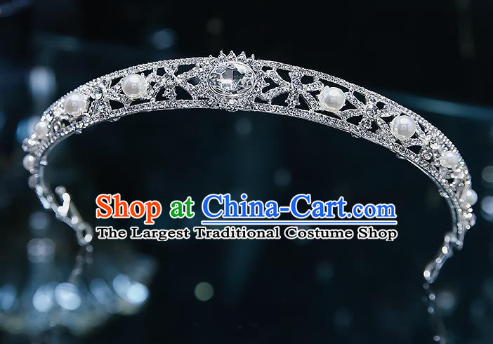 Handmade Baroque Wedding Bride Royal Crown Classical Jewelry Accessories European Princess Pearls Hair Accessories