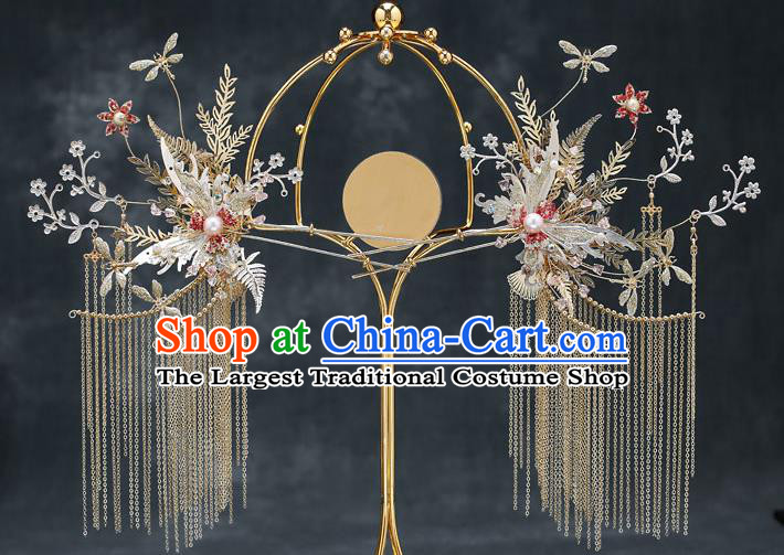 Chinese Handmade Butterfly Hair Comb Classical Wedding Hair Accessories Ancient Bride Tassel Hairpins Complete Set