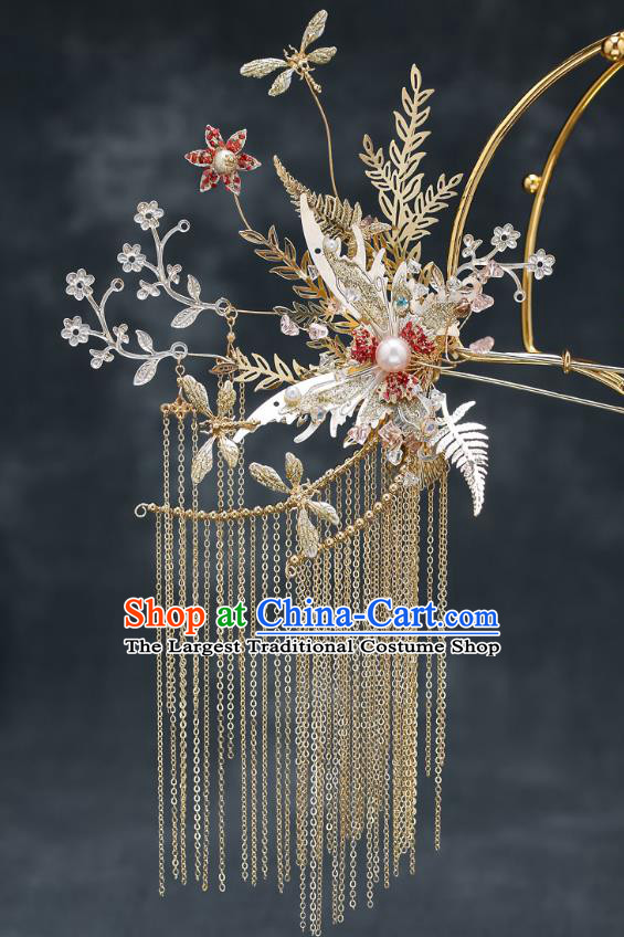 Chinese Handmade Butterfly Hair Comb Classical Wedding Hair Accessories Ancient Bride Tassel Hairpins Complete Set