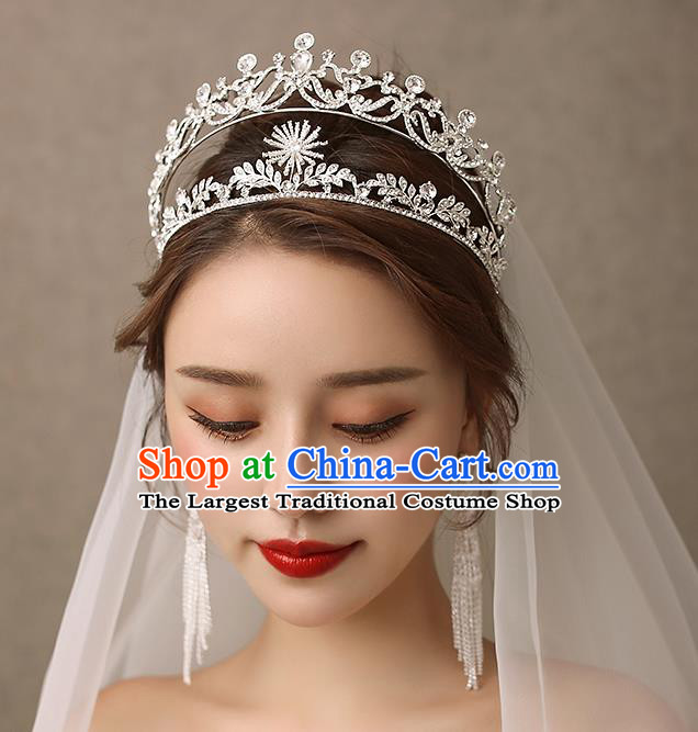 Handmade Baroque Bride Zircon Royal Crown Classical Jewelry Accessories European Princess Wedding Hair Accessories