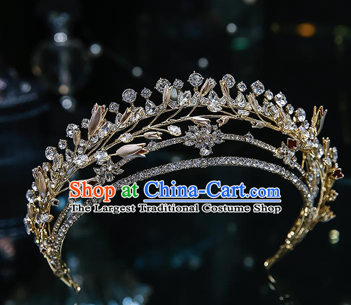 Handmade Baroque Bride Crystal Royal Crown Classical Jewelry Accessories European Princess Wedding Zircon Hair Accessories