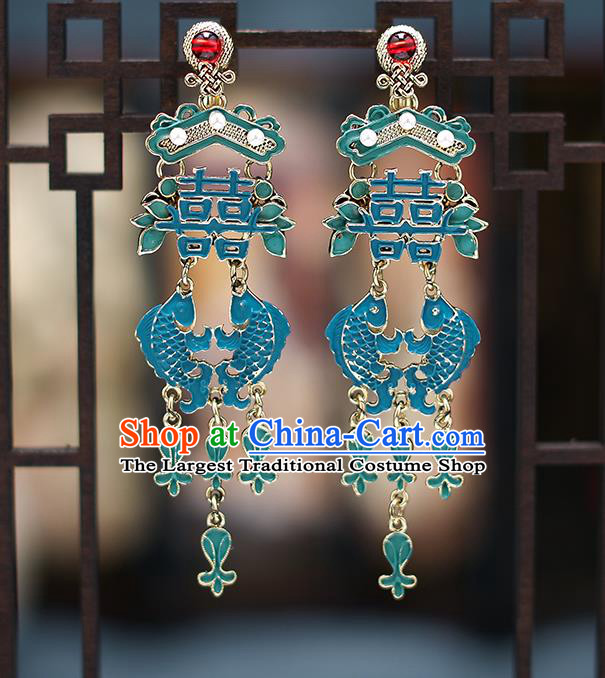 Chinese Handmade Blueing Hair Comb Classical Wedding Hair Accessories Ancient Bride Hairpins Hair Sticks Complete Set
