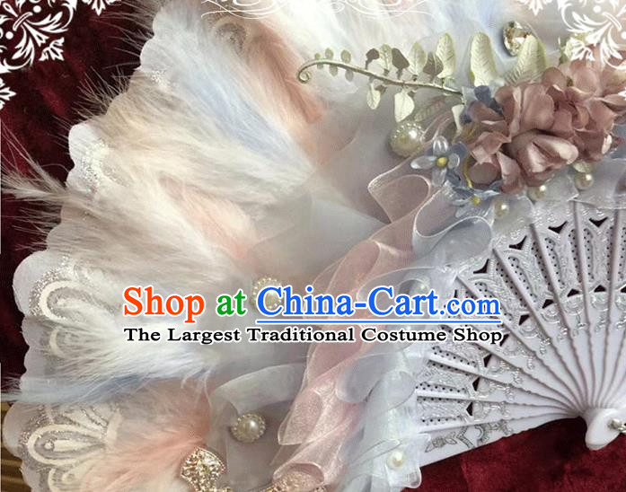 Handmade Victorian Age Folding Fans Classical Court Lady Feather Fan