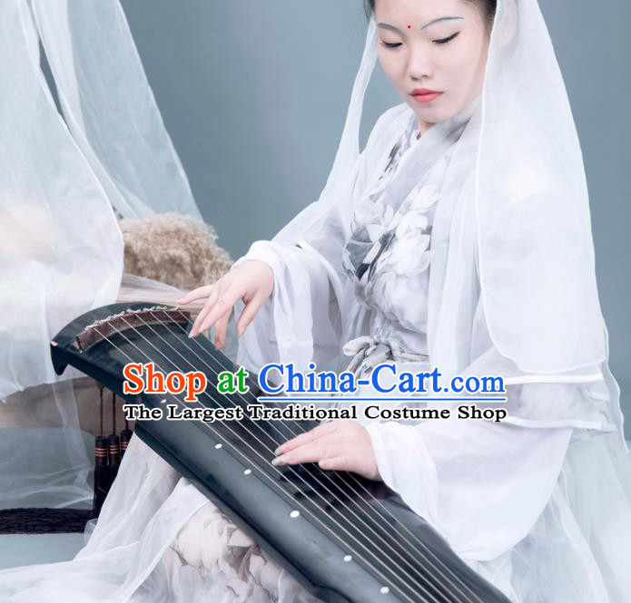 Cosplay Chinese Chivalrous Man Costumes Ancient Swordsman Chu Wangning White Chiffon Clothing