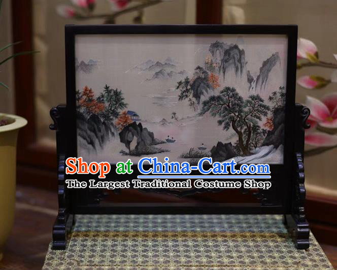 China Embroidered Table Screen Wood Byobu Screen Hand Embroidery Craft