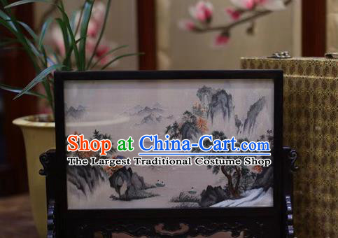 China Embroidered Table Screen Wood Byobu Screen Hand Embroidery Craft