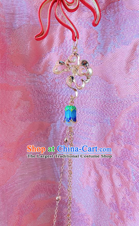 China Traditional Red Silk Phoenix Brooch Classical Tassel Pendant Cheongsam Accessories