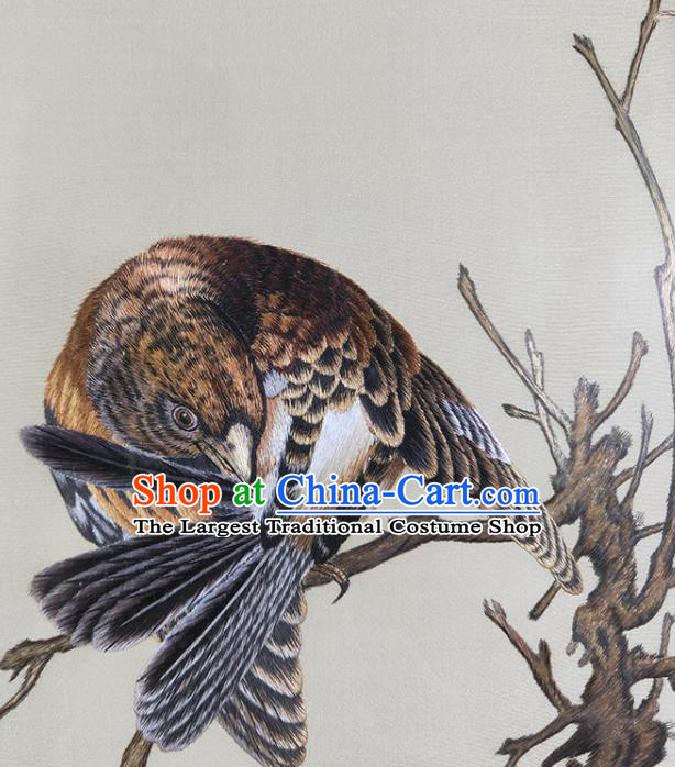 Chinese Embroidered Craft Traditional Desk Decoration Handmade Suzhou Embroidery Chrysanthemum Painting Rotating Screen