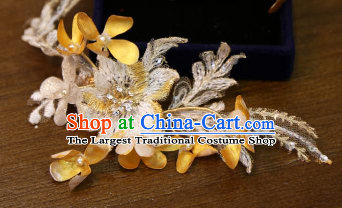Chinese Classical Embroidered Flower Hair Sticks Hair Accessories Traditional Wedding Hairpins