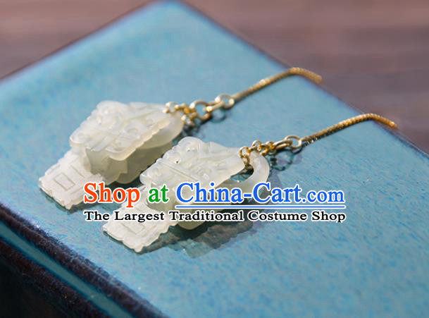 Chinese Classical Jade Earrings Traditional Handmade Ear Accessories