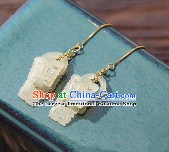 Chinese Classical Jade Earrings Traditional Handmade Ear Accessories