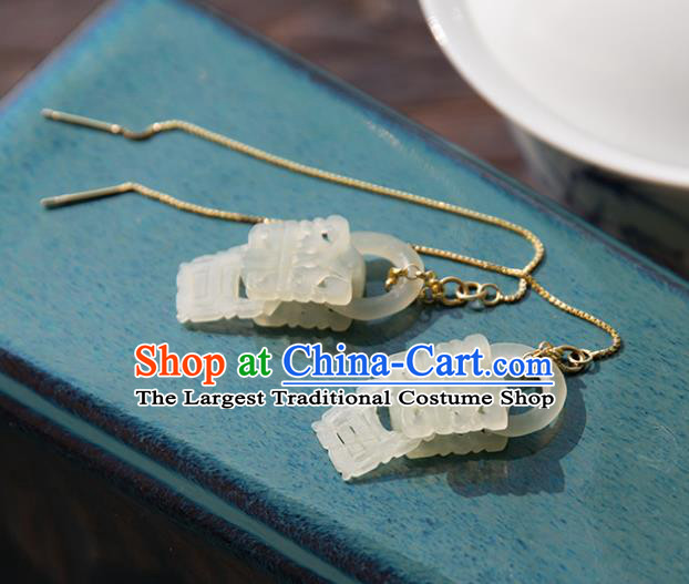 Chinese Classical Jade Earrings Traditional Handmade Ear Accessories