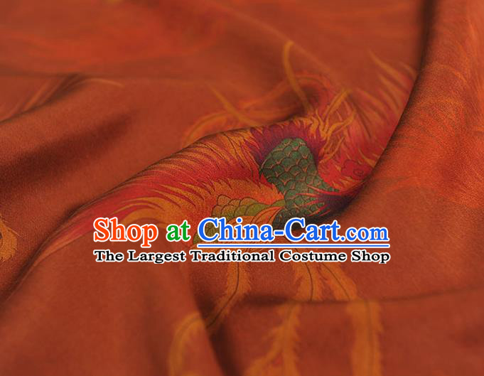 Chinese Traditional Rust Red Silk Drapery Classical Phoenix Pattern Gambiered Guangdong Gauze Cheongsam Silk Fabric