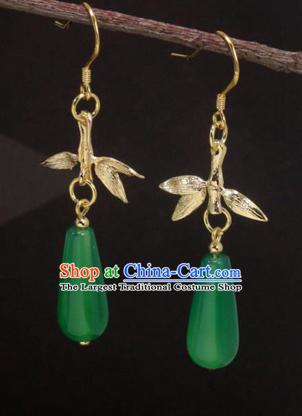 Handmade Chinese National Hanfu Green Earrings Traditional Ear Accessories