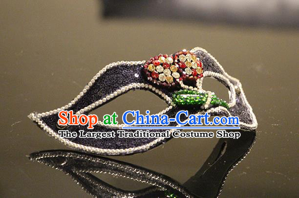 Top Stage Performance Colorful Crystal Face Accessories Fancy Ball Decorations Blinder Halloween Cosplay Purple Sequins Mask