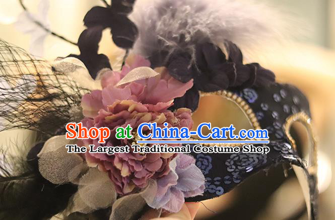 Top Stage Performance Face Accessories Fancy Ball Decorations Halloween Cosplay Princess Purple Feather Mask Flowers Blinder